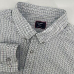 UNTUCKit Shirt Men XXXL Blue Checkered Regular L/S Nylon Performance Button Down